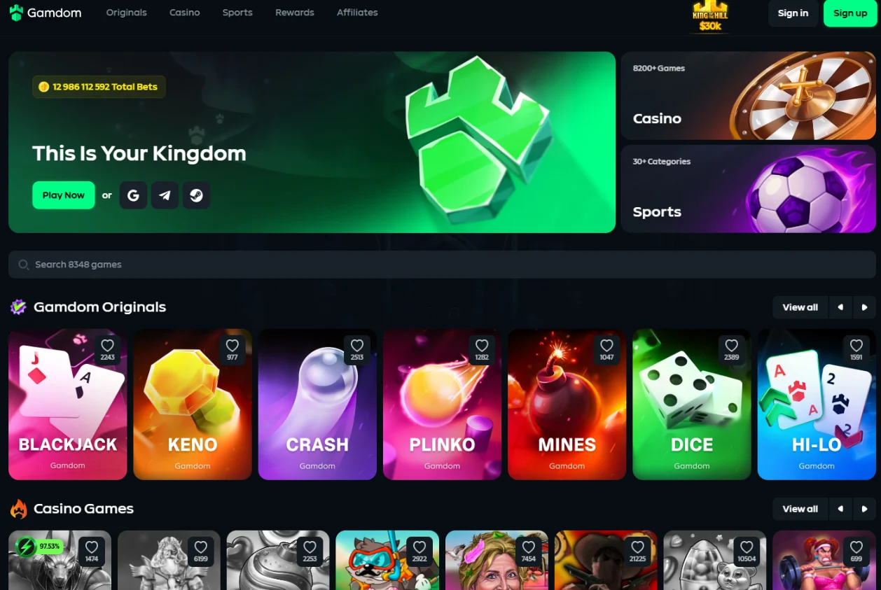 Gamdom Casino Screen