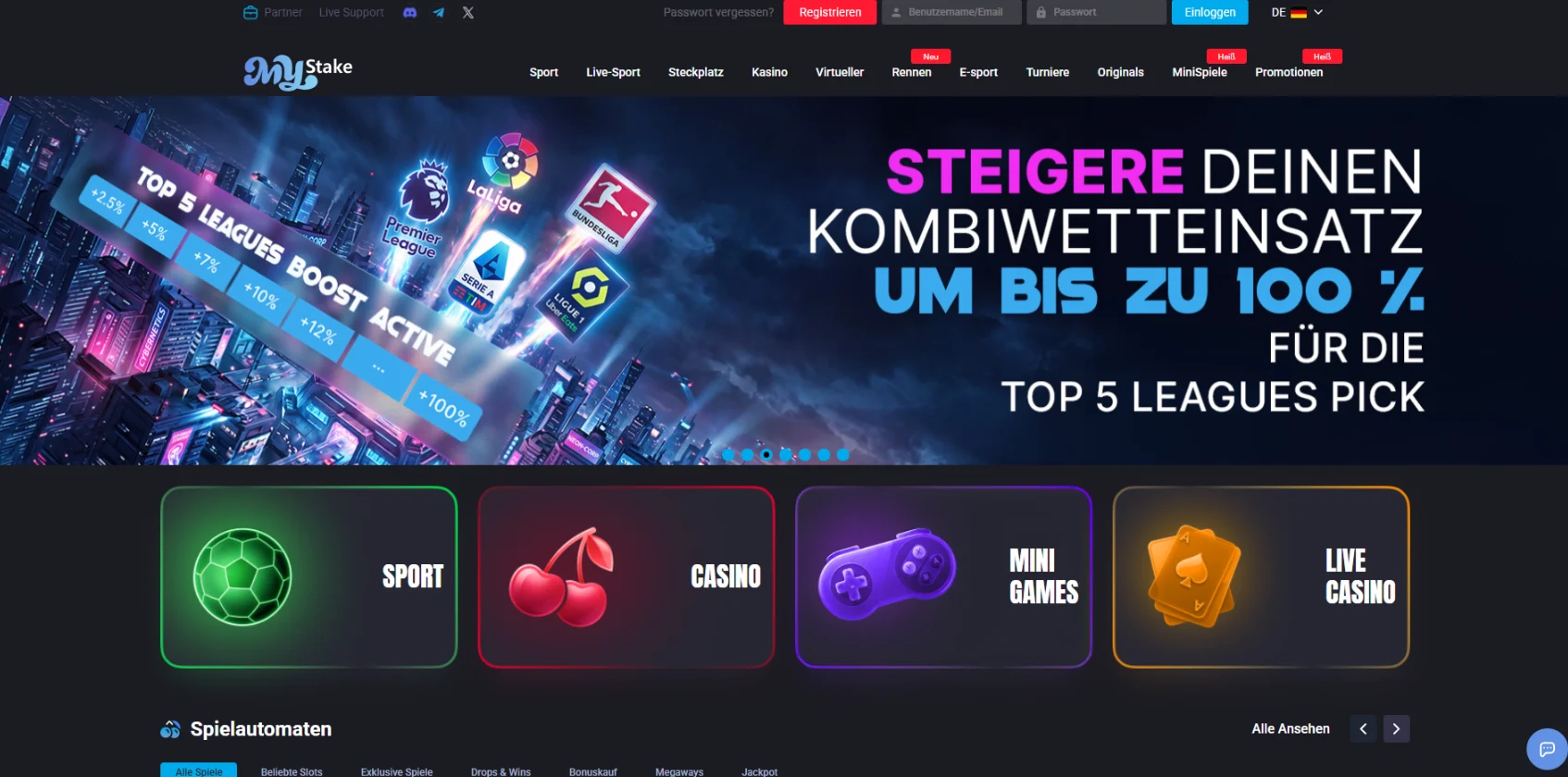 MyStake Casino Screen